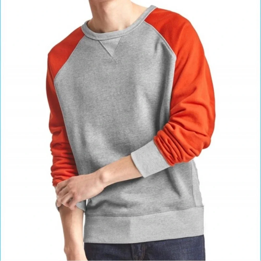 Gap Tri‎ Tone orange and gray vintage retro reglan crewneck sweatshirt Mens S